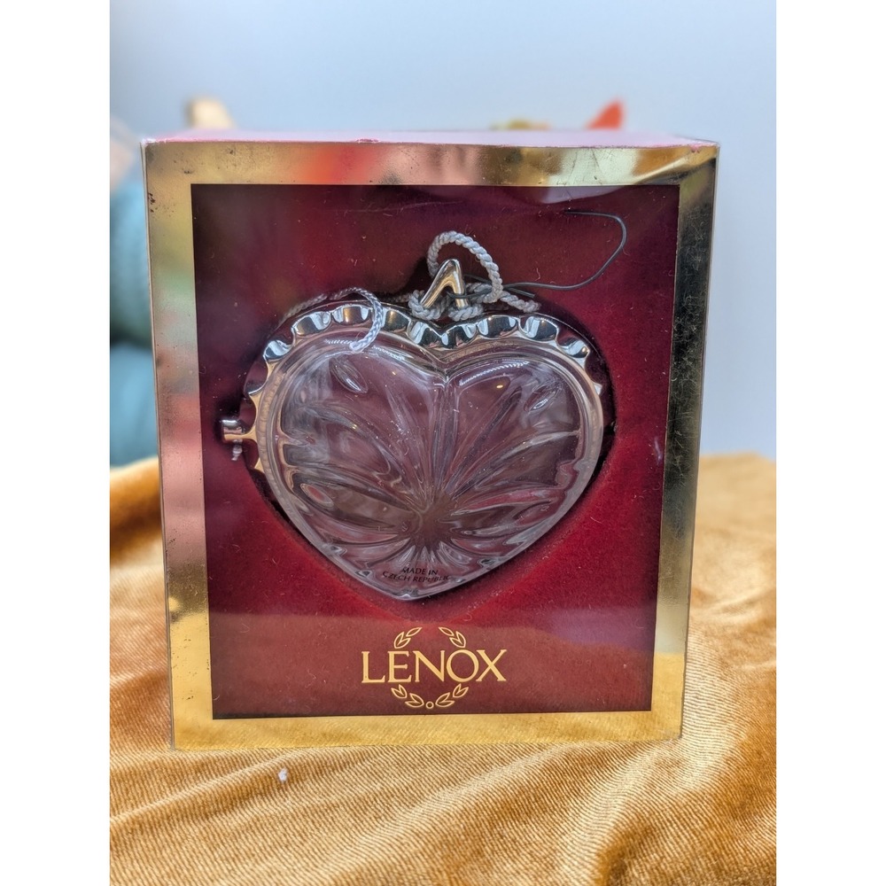 Lenox Pave Jewels Our First Christmas Crystal Puffed Heart Box Ornament Vintage